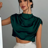 Blusa de Satén Silque Drapé