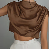 Blusa de Satén Silque Drapé