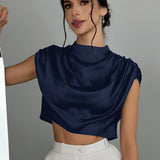 Blusa de Satén Silque Drapé