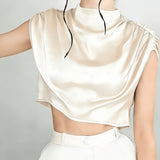 Blusa de Satén Silque Drapé