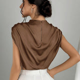 Blusa de Satén Silque Drapé