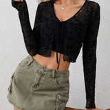 Cardigan de Malla Transparente Fleur
