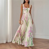 Vestido Largo Plisado Floral Nina