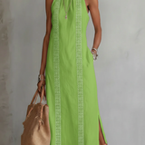 Vestido Midi de Lino con Cuello Mao Jimena para Mujer
