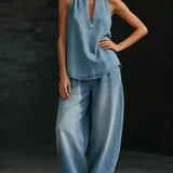 Mary | Conjunto Minimalista y Cómodo de Dos Piezas en Denim para Mujer