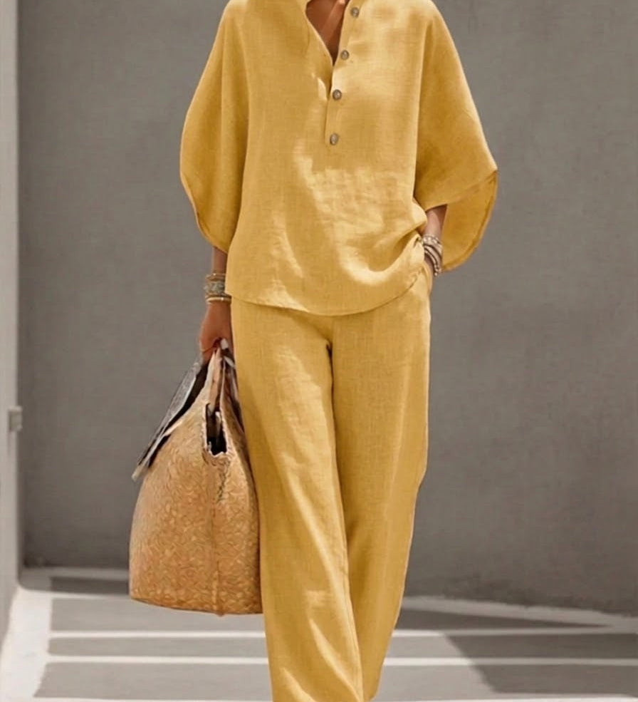 Conjunto Mariel con Mangas de Murciélago y Pantalones Amplios para Mujer