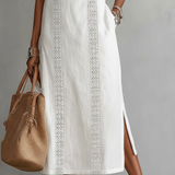 Vestido Midi de Lino con Cuello Mao Jimena para Mujer