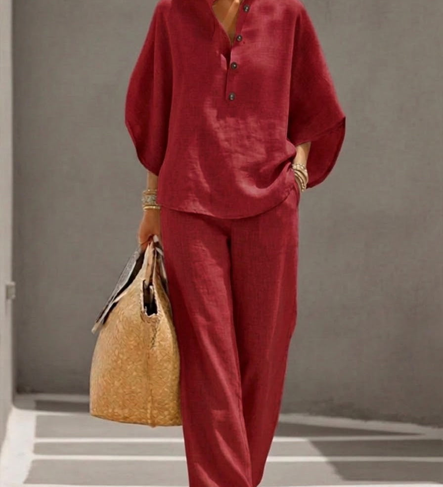 Conjunto Mariel con Mangas de Murciélago y Pantalones Amplios para Mujer