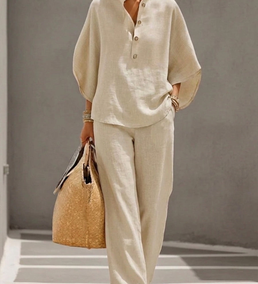 Conjunto Mariel con Mangas de Murciélago y Pantalones Amplios para Mujer