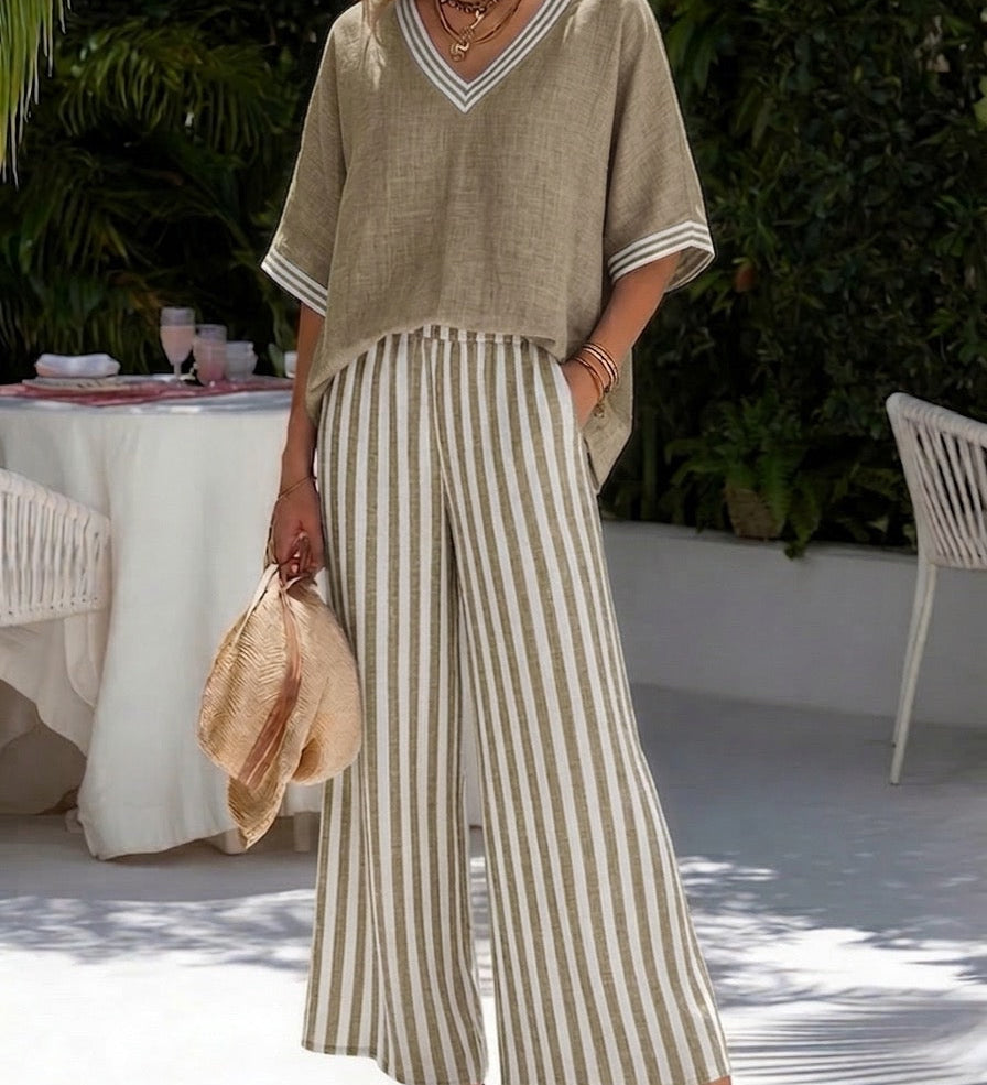 Conjunto de Lino Luxe Rayas para Mujer