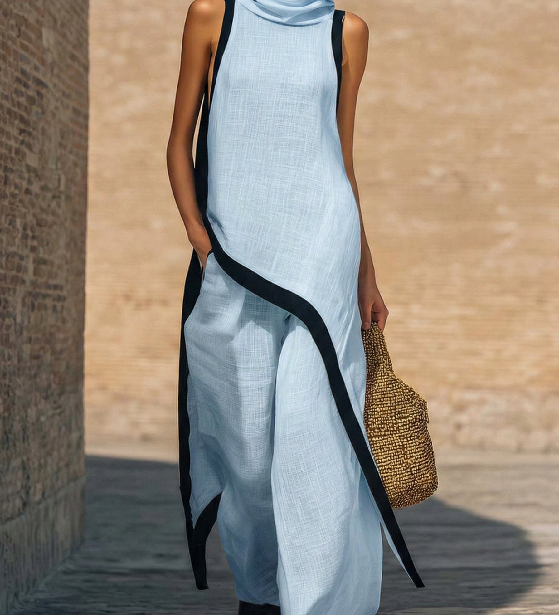 Conjunto Elegante de Lino y Algodón para Mujer