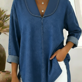 Top Retro de Mezclilla con Cuello de Chal