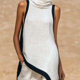 Ruca - Conjunto elegante de dos piezas de lino y algodón con corte artístico para Mujer