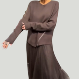 Vestido Elegante de Punto y Tul Ullé