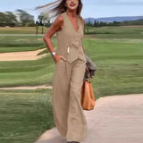 Alessia™ Conjunto de dos piezas: Chaleco y Pantalones de Pierna Ancha