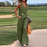 Alessia™ Conjunto de dos piezas: Chaleco y Pantalones de Pierna Ancha