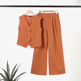 Alessia™ Conjunto de dos piezas: Chaleco y Pantalones de Pierna Ancha