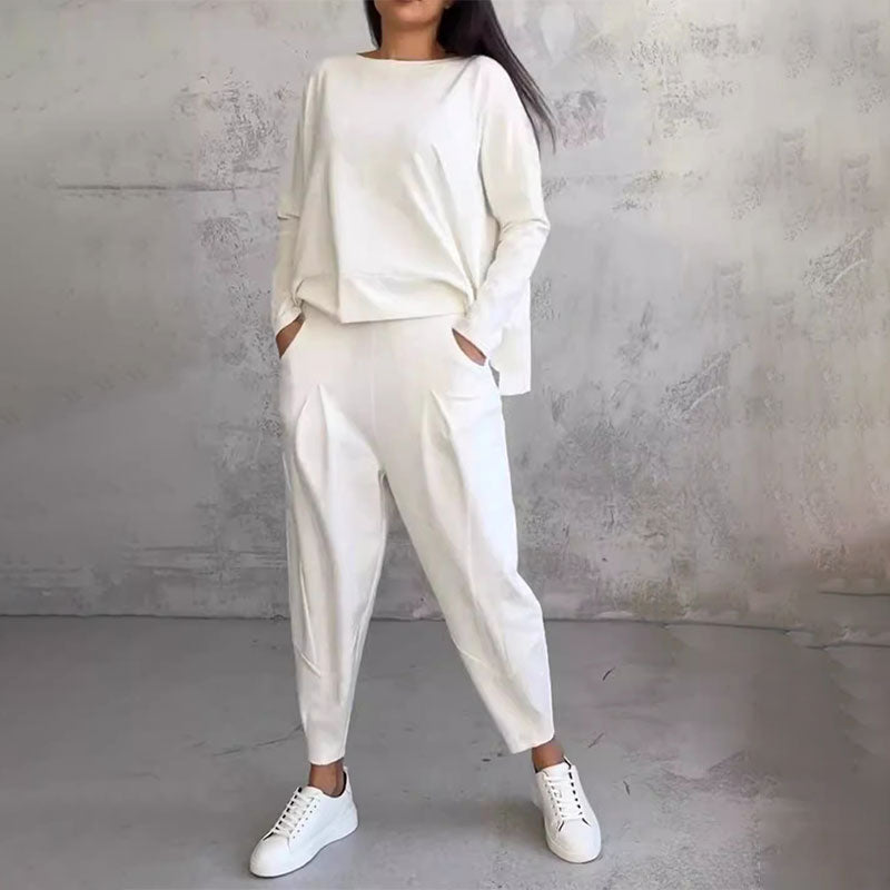 Conjunto de Dos Piezas con Top de Manga Larga y Pantalón Holgado Léa