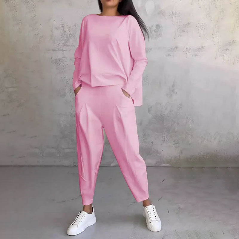 Conjunto de Dos Piezas con Top de Manga Larga y Pantalón Holgado Léa