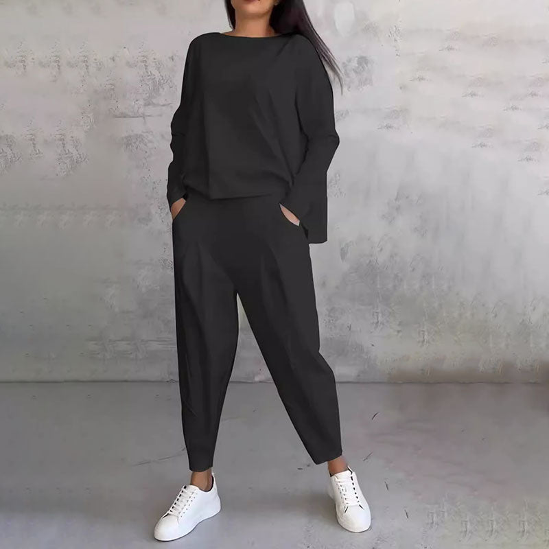 Conjunto de Dos Piezas con Top de Manga Larga y Pantalón Holgado Léa
