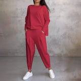 Léa | Conjunto de dos piezas con blusa de manga larga y pantalón holgado
