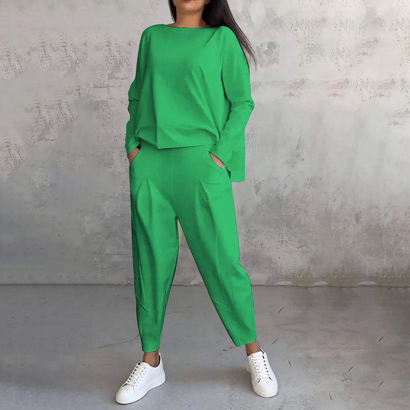 Conjunto de Dos Piezas con Top de Manga Larga y Pantalón Holgado Léa