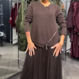 Vestido Elegante de Punto y Tul Ullé