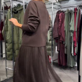Vestido Elegante de Punto y Tul Ullé
