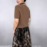 Leo - Conjunto de dos piezas para mujer: suéter y falda fluida con estampado de leopardo