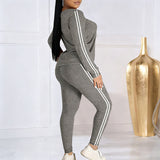 Lila - Conjunto de chándal de 2 piezas para mujer con mangas largas