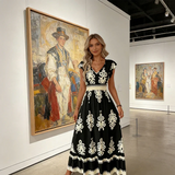 Vestido Maxi Barroco con Escote en V para Mujer