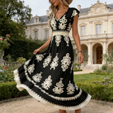 Vestido Maxi Barroco con Escote en V para Mujer