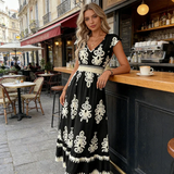 Vestido Maxi Barroco con Escote en V para Mujer
