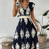 Vestido Maxi Barroco con Escote en V para Mujer