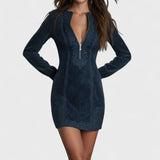 Vestido Corto Elegante de Ante con Encaje Helena™